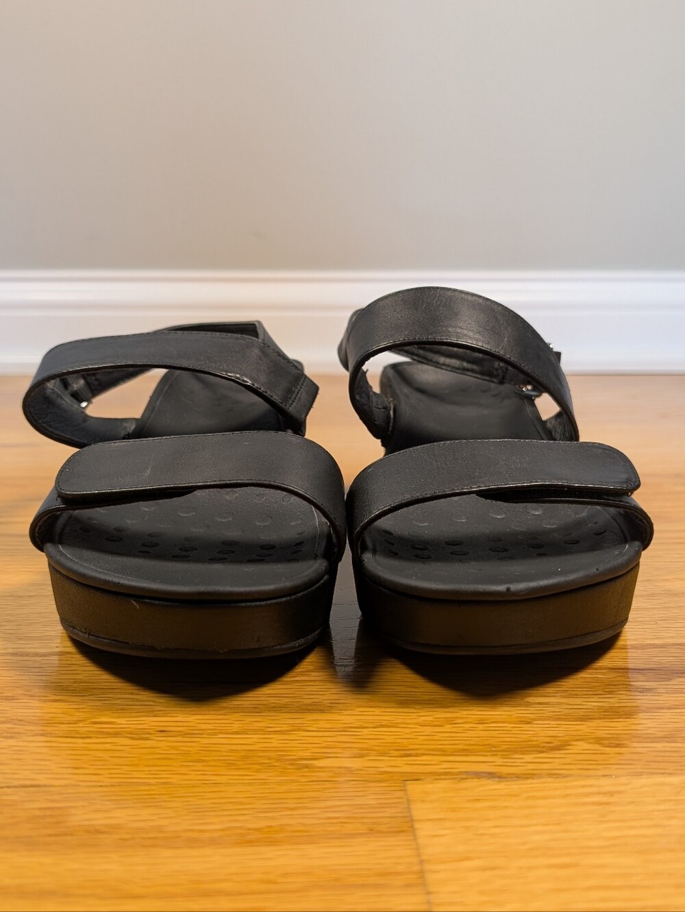 Vionic Black Wedge Sandals - Picture 2 of 8